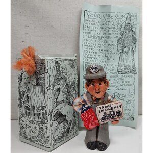 Train Conductor Engine No 9 Signed Figurine Enchanted Realm Art By P Lane Diaz